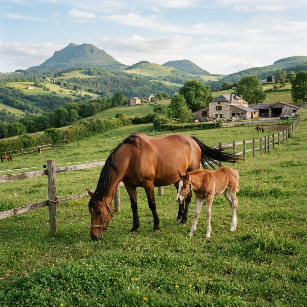 Élevage de chevaux au Ferme équestre du Shetyland, Vitrac